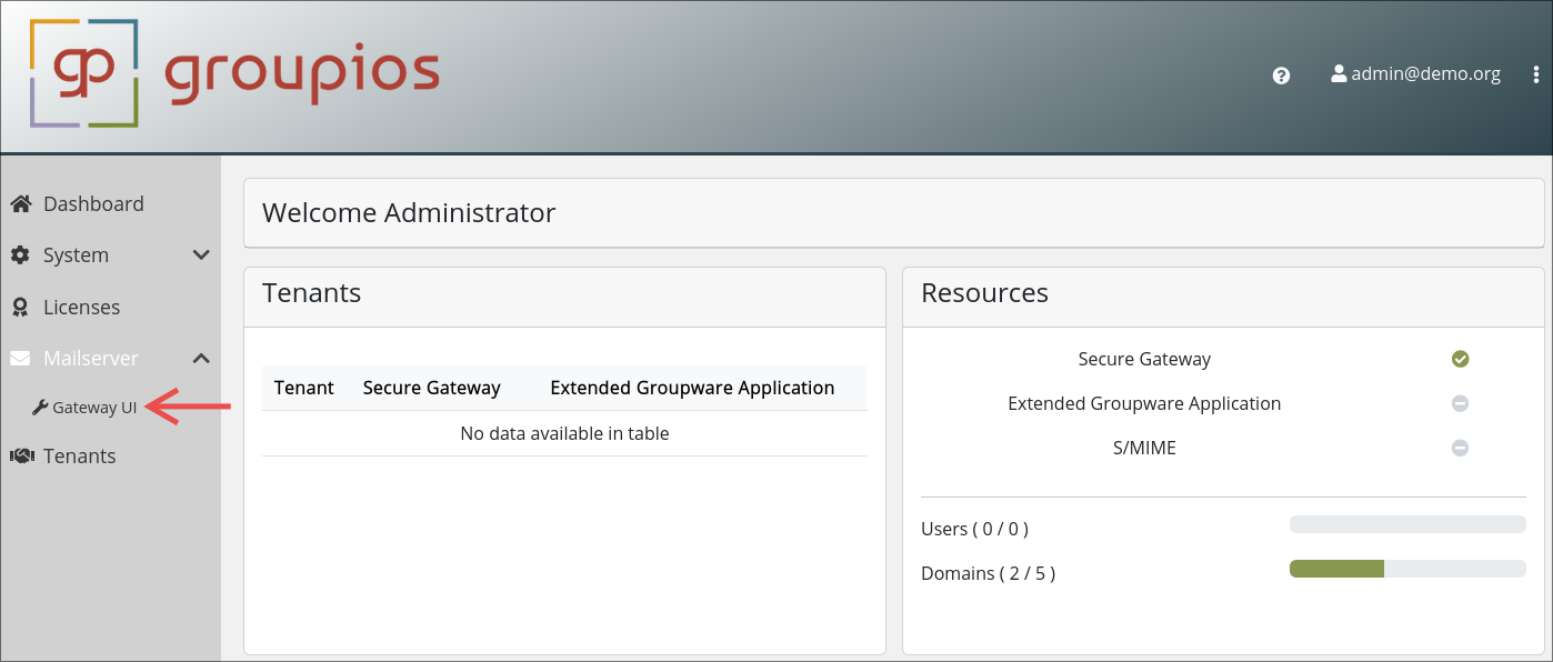 Gateway-UI Navigation