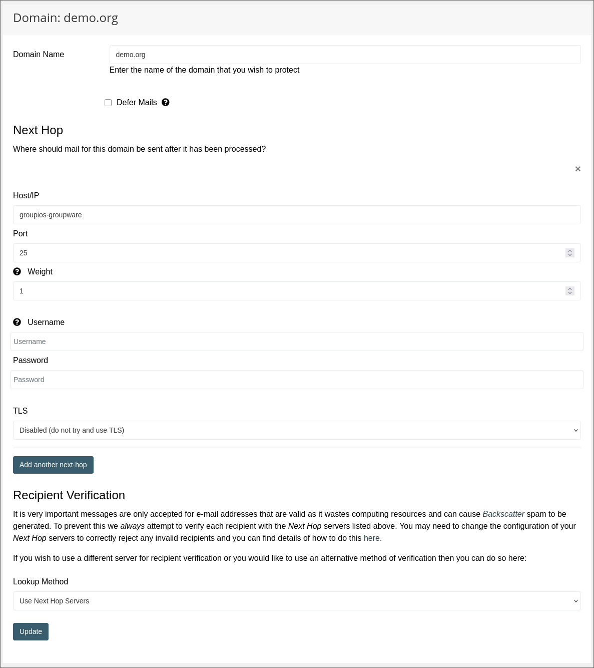 Next-Hop Konfiguration