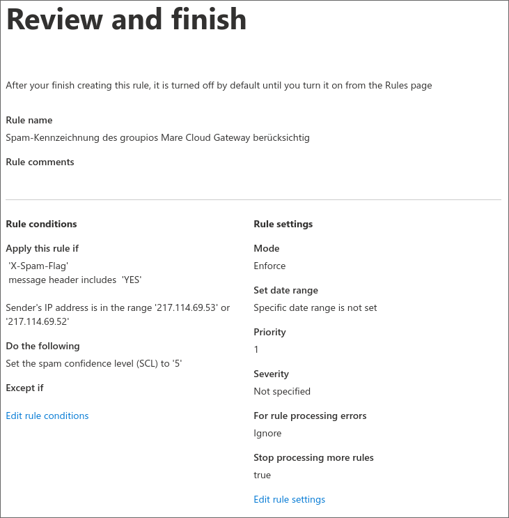 Spam-Kennzeichnung berücksichtigen