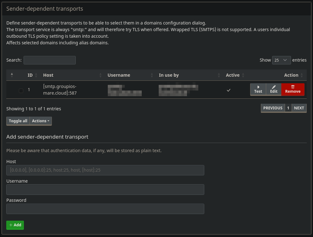 Sender-Dependant Transport Maps
